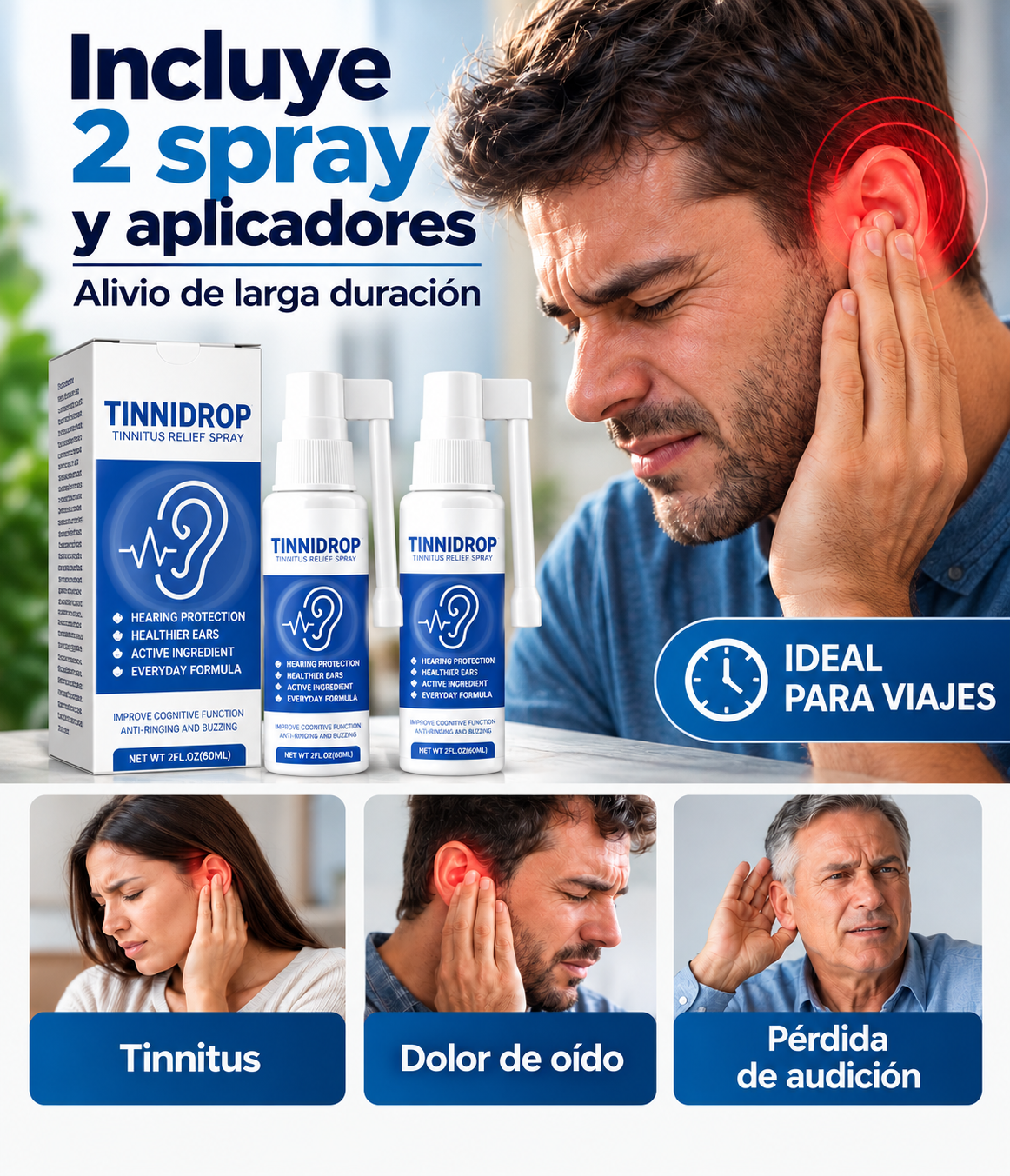 Spray Bio-Activo Anti-Tinnitus y Silenciador Auditivo