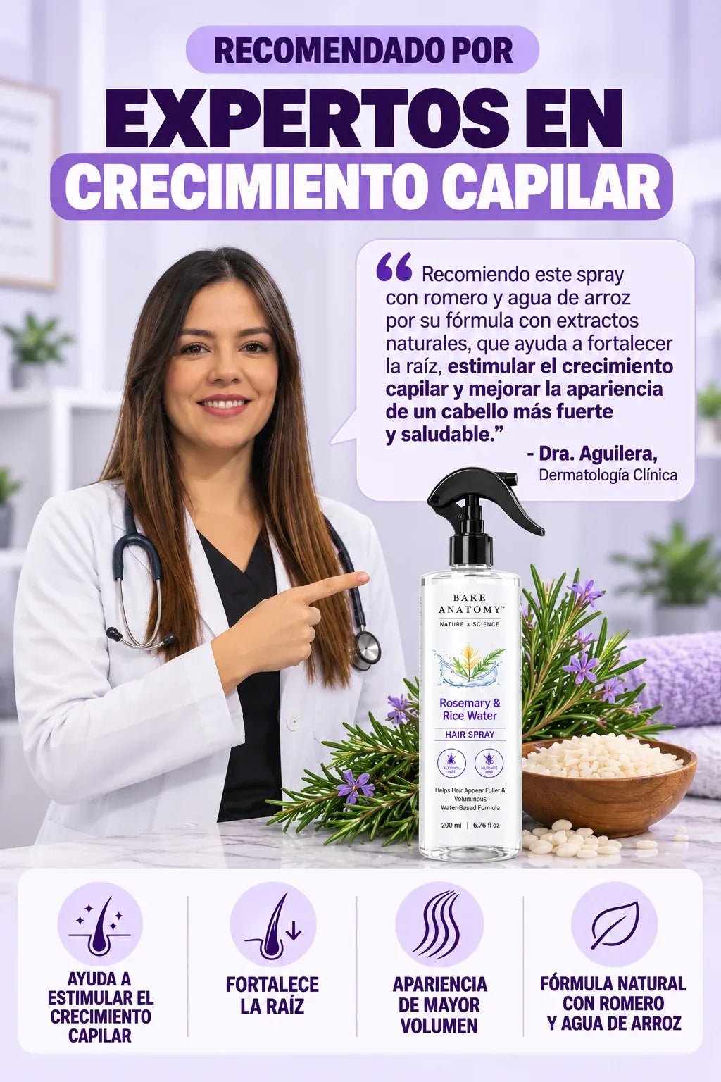 Spray Natural de Romero y Arroz