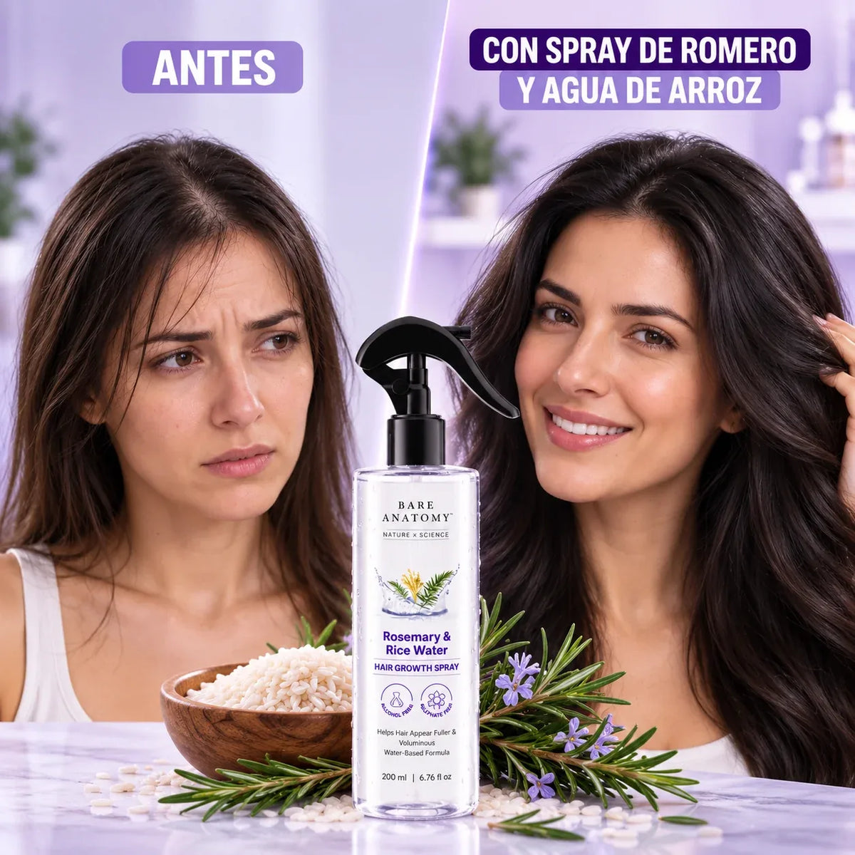 Spray Natural de Romero y Arroz