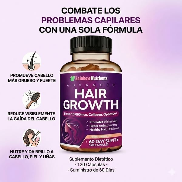 HairGlow™ Suplemento Capilar De Crecimiento Intensivo Pro-Biotina