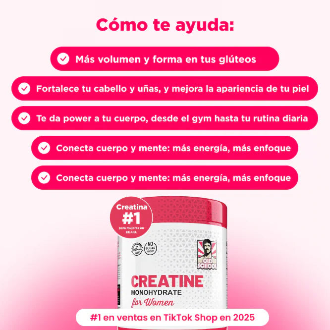 Old School™ Creatina + Colágeno Suplemento para Aumento y Firmeza de Glúteos