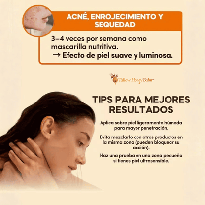Tallow Honey Balm™ Bálsamo Orgánico de Sebo de Res Miel Hidratación Ancestral