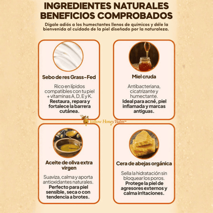 Tallow Honey Balm™ Bálsamo Orgánico de Sebo de Res Miel Hidratación Ancestral