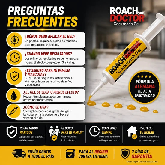 Roach Doctor™ Gel Mata Cucarachas Acción Rápida y Efectiva