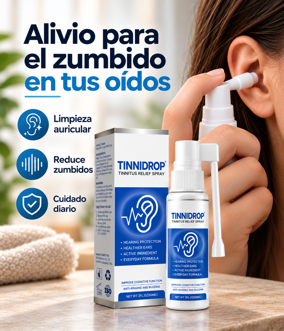 Spray Bio-Activo Anti-Tinnitus y Silenciador Auditivo