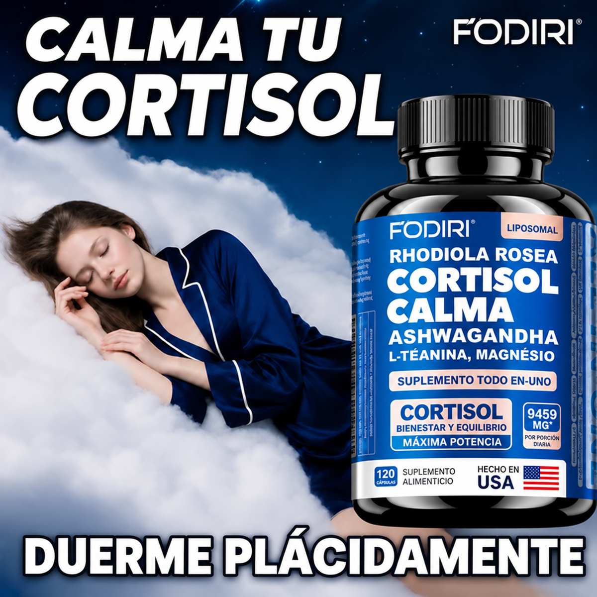 Cortisol Calm® Magnesio, Rhodiola y L-Teanina de Alta Absorción