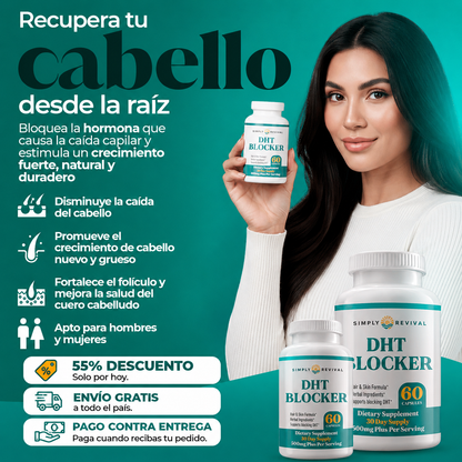 Simply Revival™ DHT Blocker Suplemento Anticaída Y Crecimiento Capilar