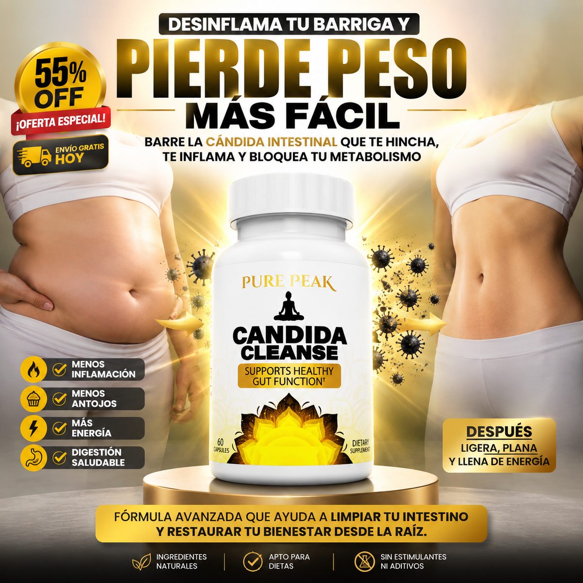 Candida Cleanse  100% Natural – Limpieza Interna y Control de Peso