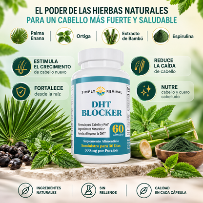 Simply Revival™ DHT Blocker Suplemento Anticaída Y Crecimiento Capilar
