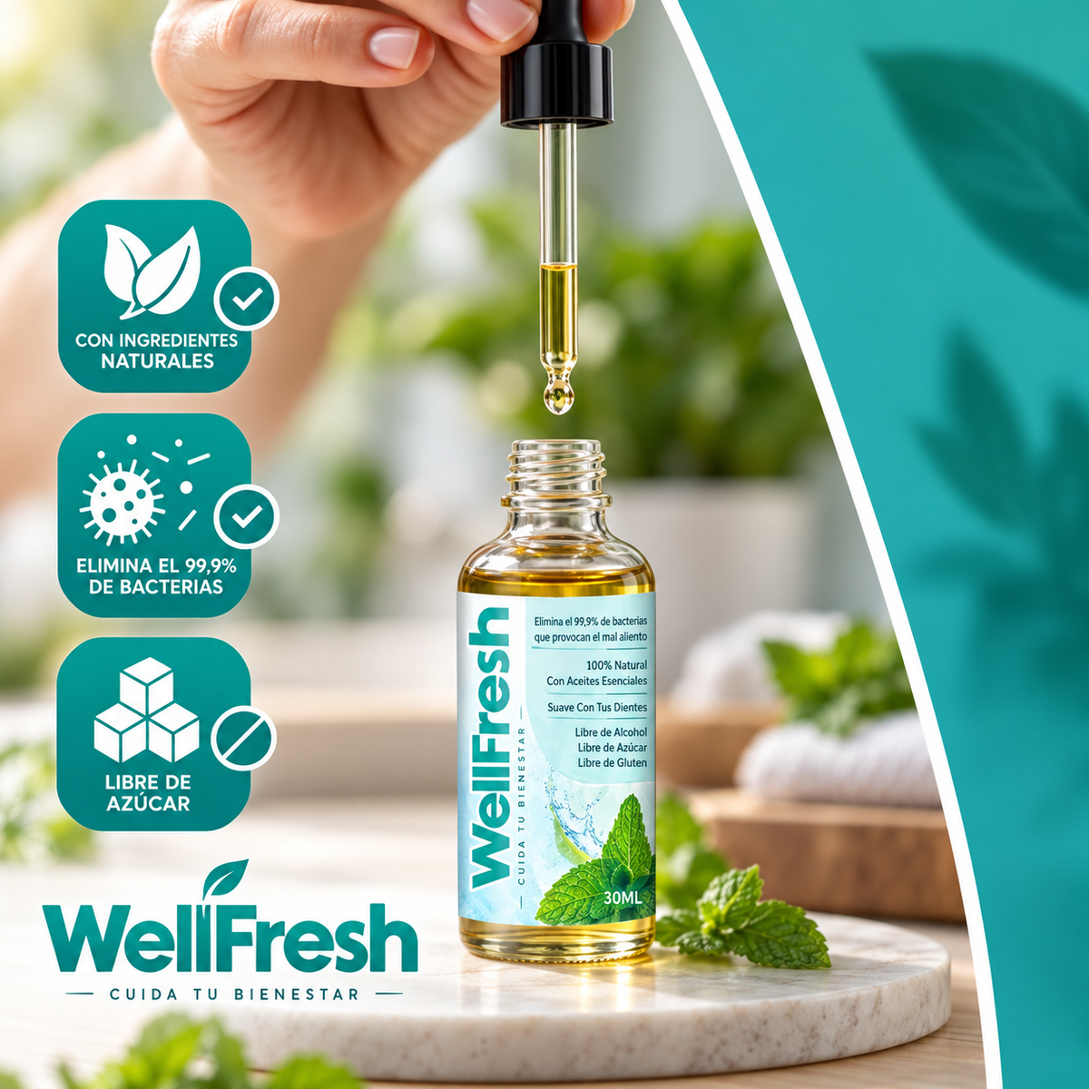 Wellfresh® Elimina el Mal Aliento Severo y la Halitosis desde la Raíz