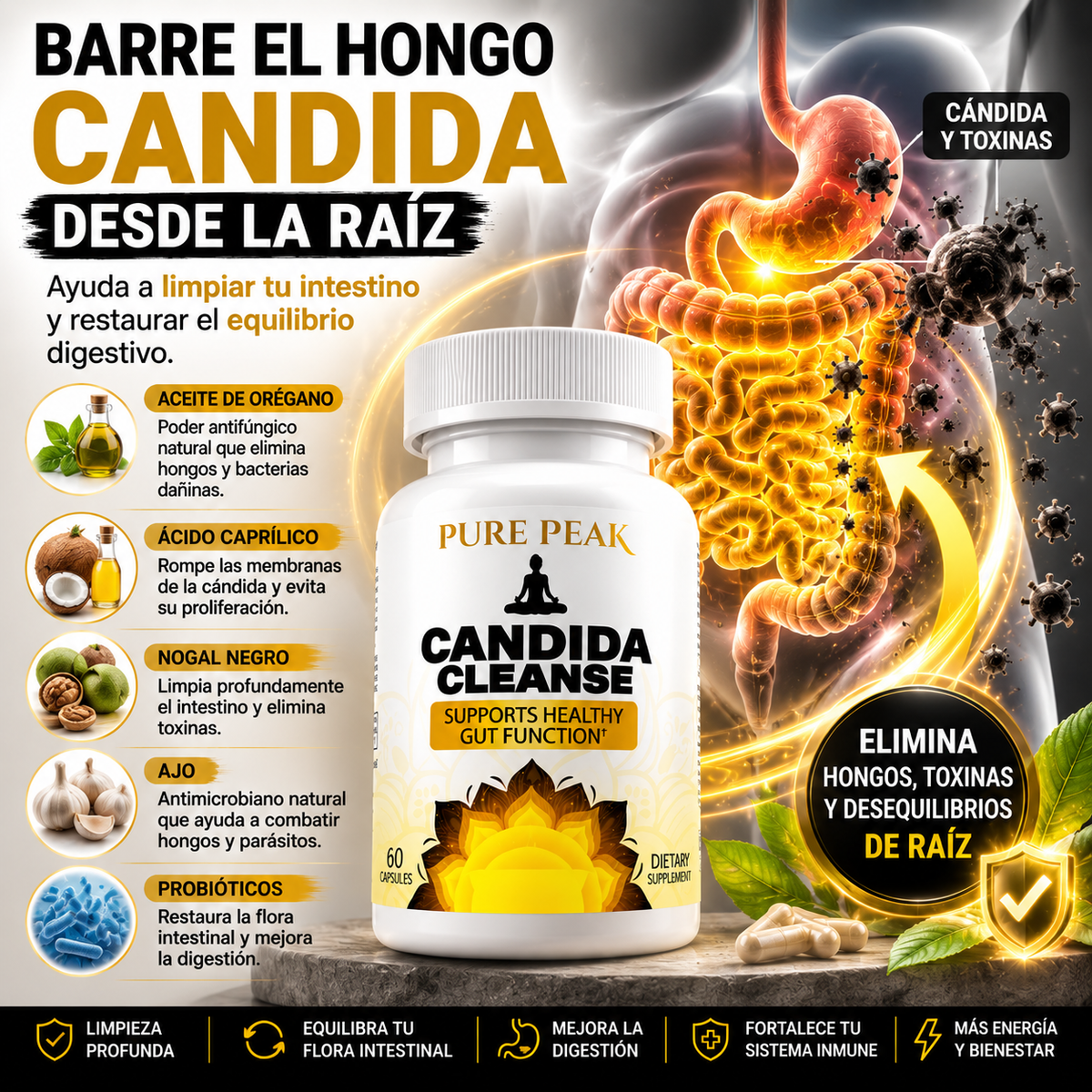 Candida Cleanse  100% Natural – Limpieza Interna y Control de Peso