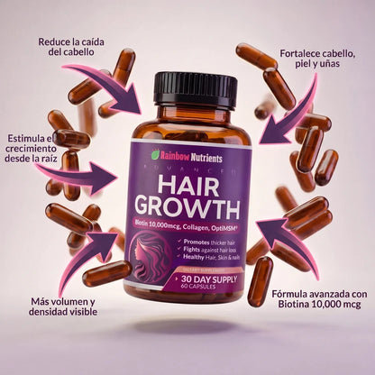HairGlow™ Suplemento Capilar De Crecimiento Intensivo Pro-Biotina