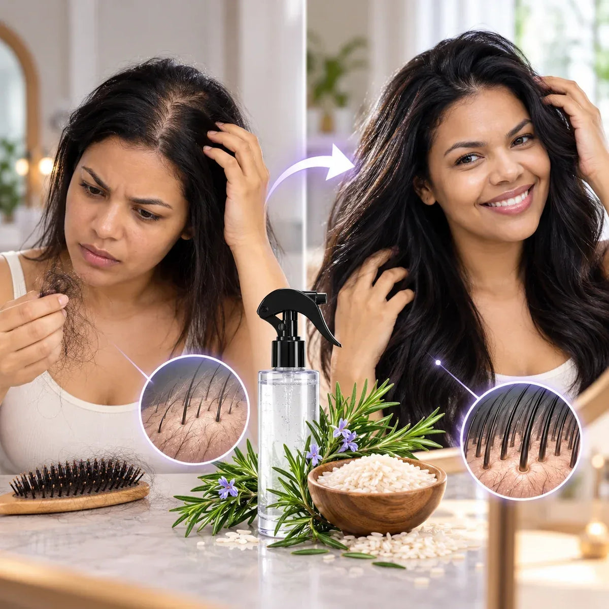 La pérdida de volumen y debilidad del cabello causa frustración e inseguridad.