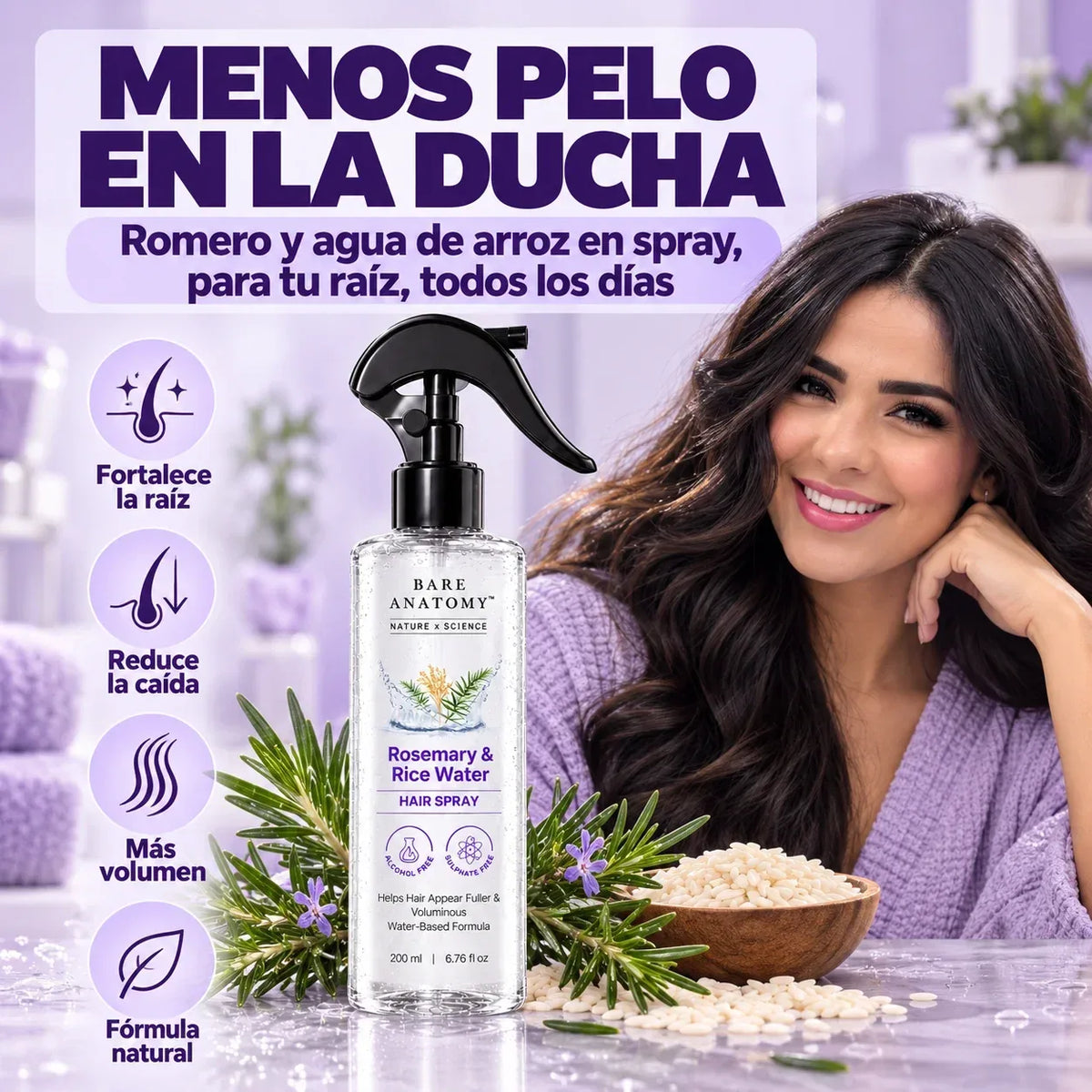 Spray Natural de Romero y Arroz