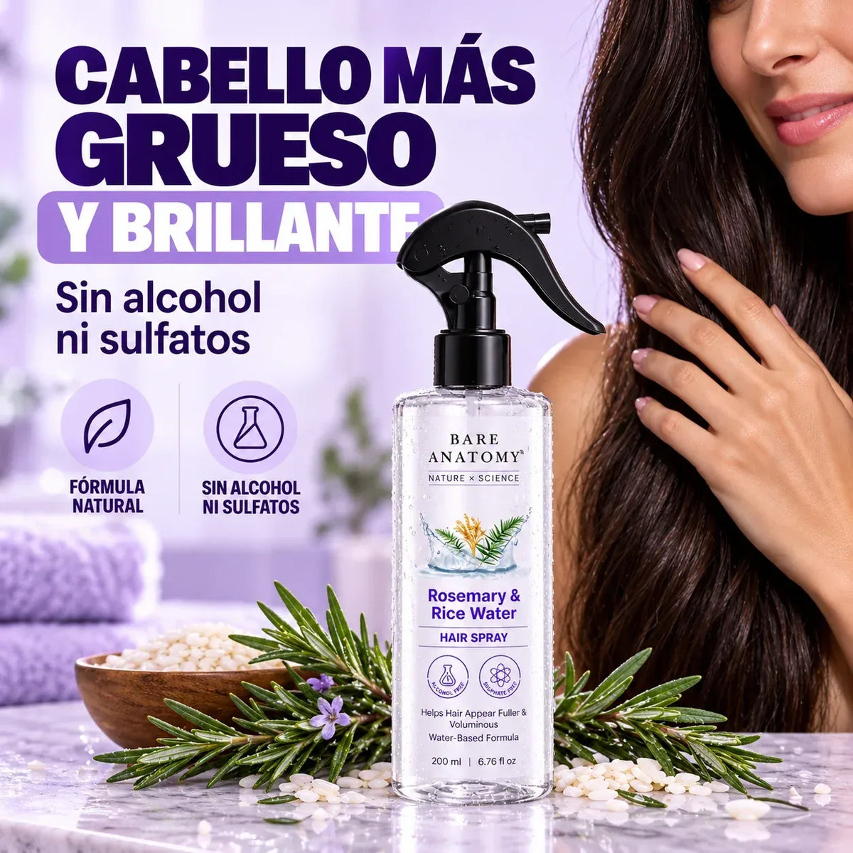 Spray Natural de Romero y Arroz